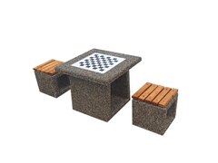 Set masa de sah cu doua scaune din beton