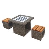 Set masa de sah cu doua scaune din beton